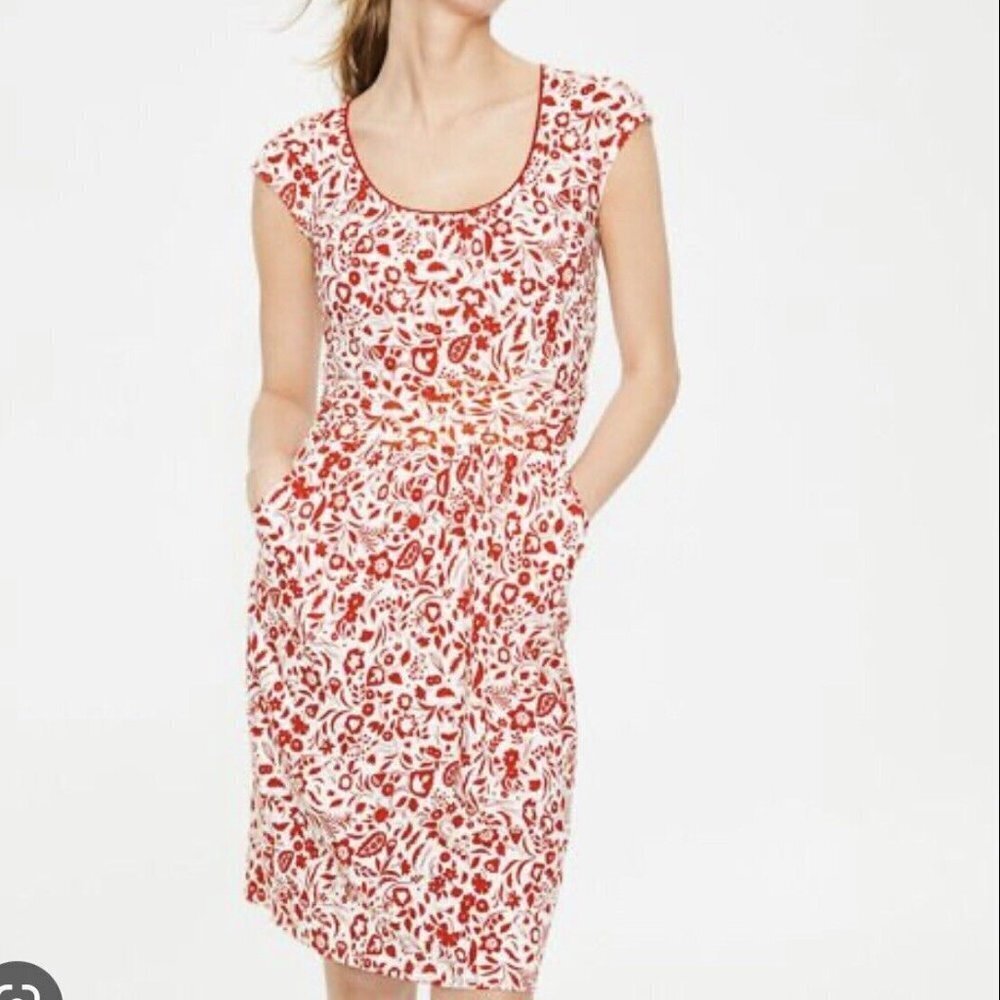 Boden Margot Jersey Orange Floral‎ Dress